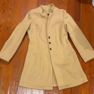 Tailored Cream Trench Coat with Stand Collar